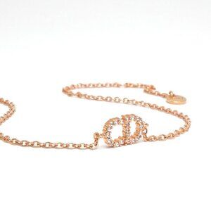 Christian Dior Clair D LUNE Bracelet Bangle Cuff Pink Gold CD Logo Rhinestone